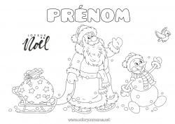 Dessin gratuit Père Noël Bonhomme de neige Noël Hotte Luge 