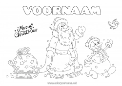 Gratis kleurplaat Kerstman Sneeuwpop Kerstmis Zak Slee 