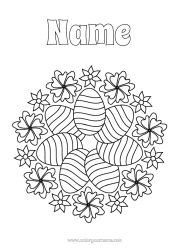 Free colouring Flowers Mandala Easter eggs Easter