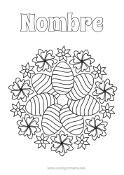 Colorear gratis Flores Mandala Huevos de Pascua Pascua de Resurrección
