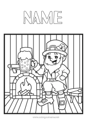 Coloring to customize Chimney Saint Patrick's Day Hat Drinks Beer