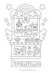 Pagină de colorat personalizată Drăguț Jocuri și jucării Parc de distracții Păpușă de pluș Mașină cu clește Târg de distracții