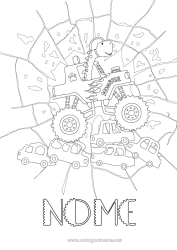 Disegno gratuito Dinosauri Veicoli Auto Animale Auto, van e camper Veicoli da corsa e circuiti Monster truck