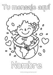 Colorear gratis Corazón Chica Ecología Tierra Día de la Tierra