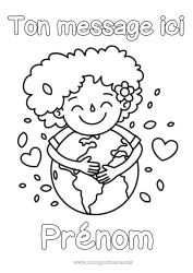 Coloriage à personnaliser Coeur Fille écologie Terre Jour de la Terre