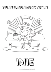 Kolorowanka do personalizacji Koniczyna Irlandia Święto Świętego Patryka Tęcza