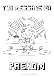 Coloriage à personnaliser Trèfle Irlande Fête de la Saint Patrick Arc en ciel