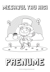 Pagină de colorat personalizată Trifoi Irlanda Sărbătoarea Sfântului Patrick Curcubeu