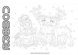 Colorear gratis Papá Noel Reno Navidad Animales del bosque