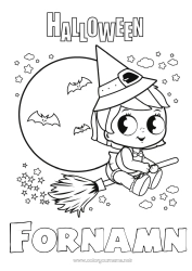 Gratis teckning Broom Häxa Söt Halloween Anmälan 