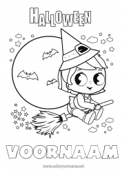 Gratis tekening Bezem Heks Schattig Halloween Inscriptie 'halloween'