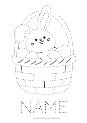 Free drawing Bunny Children's activities Easter eggs Easter Basket Easy coloring pages Trace and color Forest animals