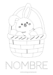Dibujo libre Conejo Actividades para niños Huevos de Pascua Pascua de Resurrección Cesta Dibujos fáciles para colorear Trazo y color Animales del bosque