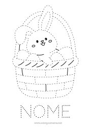 Disegno gratuito Coniglio Attività per Bambini Uova di Pasqua Pasqua Cestino Disegni da colorare facili Traccia e colora Animali della foresta