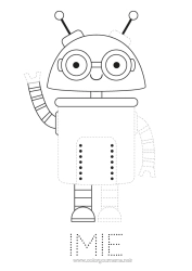 Kolorowanka za darmo Robot Aktywności dla dzieci Łatwe kolorowanki Śledź i koloruj