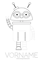 Kostenlose Zeichnung Roboter Kinderaktivitäten Einfache Ausmalbilder Spur und Male