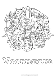 Gratis kleurplaat Sport Kat Mandala Dier Honden en katten Artistieke Sporten Yoga