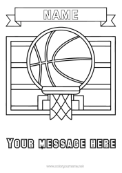 Colouring to customise Sport Balloons Basketball Team Sports