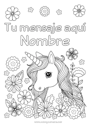 Dibujo libre Flores Unicornio Primavera Animales Dragones, unicornios y animales fantásticos