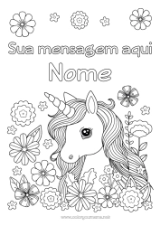 Desenho grátis Flores Unicórnio Primavera Animal Dragões, unicórnios e animais fantásticos