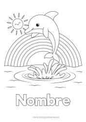 Dibujo libre Sol Animales Delfín Arcoíris Dibujos fáciles para colorear Animales marinos o acuáticos
