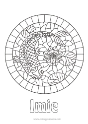 Kolorowanka do personalizacji Zwierzę Karp Koi Ryba Szansa Zwierzęta morskie lub wodne Mozaiki