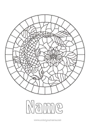 Colouring to customise Animal Koi Carp Fish Fortune Marine Or Aquatic Animals Mosaics