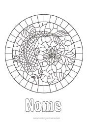 Colorazione gratuita Animale Carpa Koi Pesce Fortuna Animali marini o acquatici Mosaici