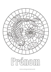 Coloriage gratuit Animal Carpe Koï Poisson Chance Animaux marins ou aquatique Mosaïques