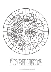 Pagină de colorat personalizată Animal Carp Koi Pește Șansă Animale marine sau acvatice Mozaicuri