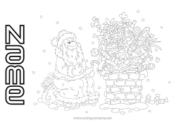 Free colouring Father Christmas Christmas Food Chimney