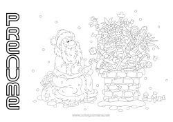 Desen liber de colorat Moș Crăciun Crăciun Mâncare Șemineu