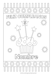 Dibujo libre Tarta Cumpleaños Estrellas Mensaje de feliz cumpleaños (inglés) Edad personalizable