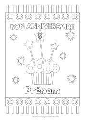 Dessin gratuit Gâteau Anniversaire Étoiles Joyeux anniversaire (français) Message Age fêté personnalisable