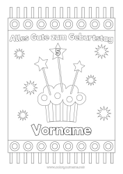 Kostenlose Malvorlage Kuchen Geburtstag Sterne Alles Gute zum Geburtstag (Französisch) Nachricht Angepasstes Geburtstagsalter
