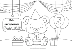Dibujo libre Tarta Regalos Cumpleaños Animales Osito Mensaje de feliz cumpleaños (inglés) Edad personalizable Animales del bosque