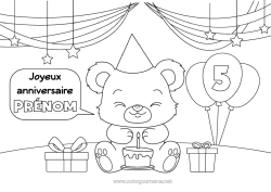 Dessin gratuit Gâteau Cadeaux Anniversaire Animal Ourson Joyeux anniversaire (français) Message Age fêté personnalisable Animaux de la forêt