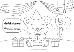Gratis tekening Taart Cadeaus Verjaardag Dier Knuffelbeer Verjaardag (Frans) Bericht Aangepaste verjaardagsleeftijd Bosdieren