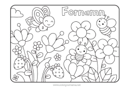 Gratis färgläggning Blommor Vår Fjäril Djur Bi Frukter Jordgubbe Insekter