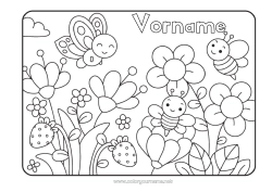 Kostenlose Zeichnung Blumen Frühling Schmetterling Tier Biene Früchte Erdbeere Insekten