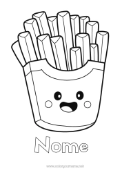 Colorazione gratuita Kawaii Cibo Disegni da colorare facili Patatine