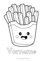 Kostenlose Zeichnung Kawaii Essen Einfache Ausmalbilder Pommes