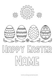 Colouring to customise Sun Easter Eggs Easter "Happy Easter" Message Easter Painted Eggs