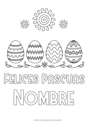 Colorear para personalizar Sol Huevos de Pascua Pascua de Resurrección Mensaje de 