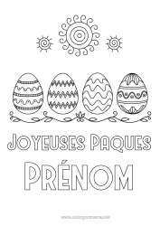 Coloriage gratuit Soleil Oeufs de Pâques Pâques 