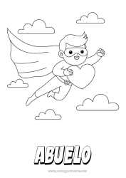 Niño página para colorear Corazón Papá Feliz día de fiesta Héroe Hermano