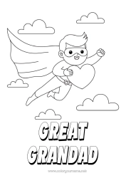 Free colouring Heart Dad Happy birthday Hero Brother