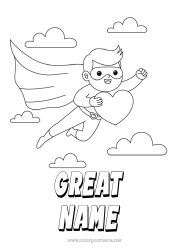Colouring to customise Heart Dad Happy Birthday Hero Brother