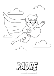 Niño página para colorear Corazón Papá Feliz día de fiesta Héroe Hermano