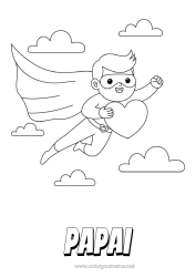 Página de desenho infantil Coração Papai Feliz Aniversário Herói Irmão